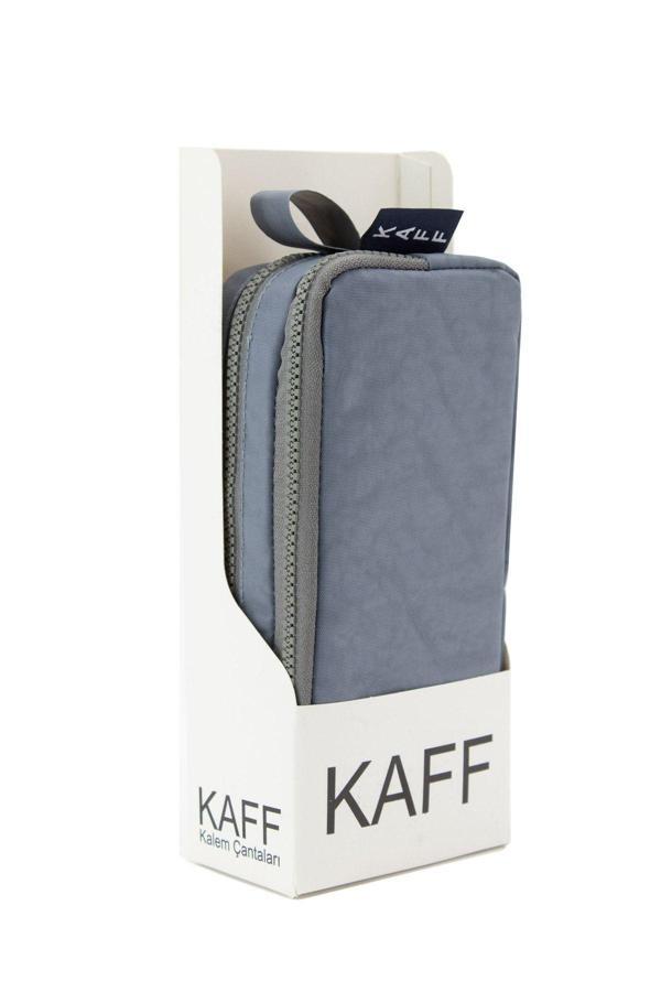Mucco Kaff 01105 Yeni Sezon Gri Krinkıl Kumaş Çift Bölmeli Gözlü Kalemlik Kalem Kutusu - Image 1