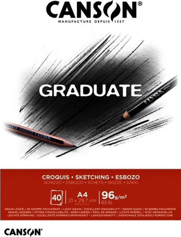 Canson A4 Eskiz Bloğu (Eskiz Çizim Defteri) Graduate Croquis 40 Yaprak 96 Gram 400110362 - Image 1