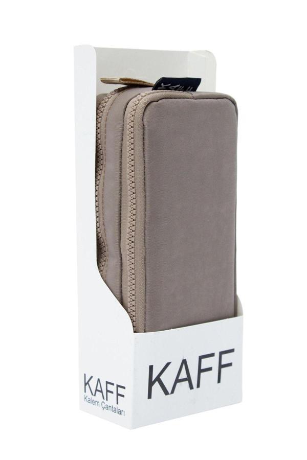 Kaff 01105 Açık Vizon Krinkıl Kumaş Yıkanabilir Çift Bölmeli Gözlü Kalemlik Kalem Kutusu - Image 1