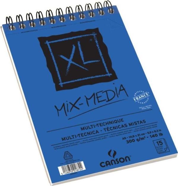 Canson A5 Çok Amaçlı Blok Canxl Mix Media 15 Yaprak Resim Defteri Üstten Spiralli 300 Gr 200001872 - Image 1