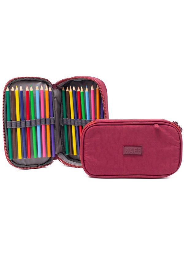 Kaff 01110 Bordo Krinkıl Kumaş Su Geçirmez Organizer Kalem Bölmeli Kalemlik Kalem Kutusu - Image 1