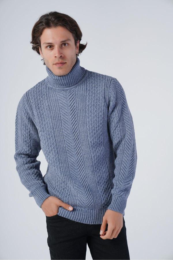 Trist Star Havacı Erkek Yürütme Saç Örgülü Balıkçı Yaka Triko Yün Kazak - Image 1