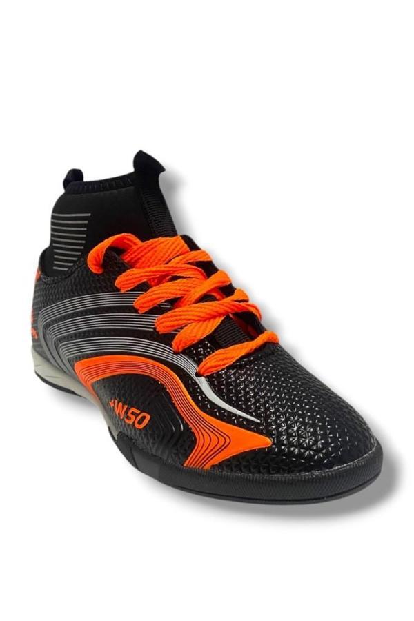 Walked 435-25 Erkek Çoraplı Halı Saha Krampon Siyah Turuncu - Image 1