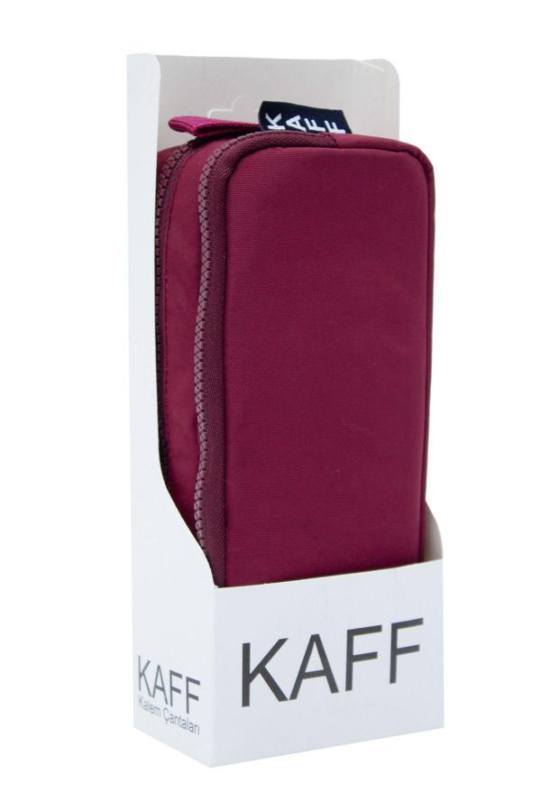 Kaff 01105 Krinkıl Kumaş Bordo Suya Dayanıklı Çift Bölmeli Gözlü Kalemlik Kalem Kutusu - Image 1