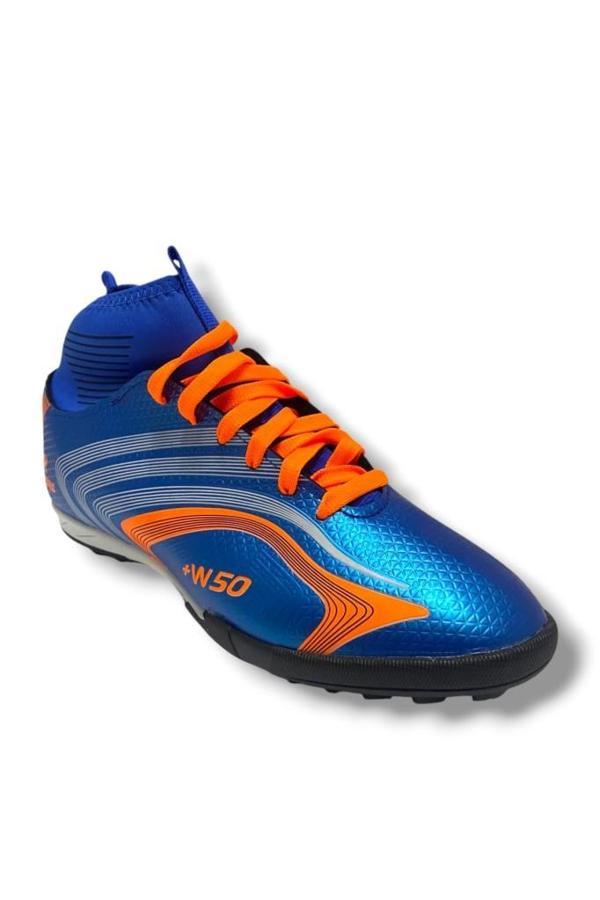 Walked 435-25 Erkek Çoraplı Halı Saha Krampon Mavi Turuncu - Image 1