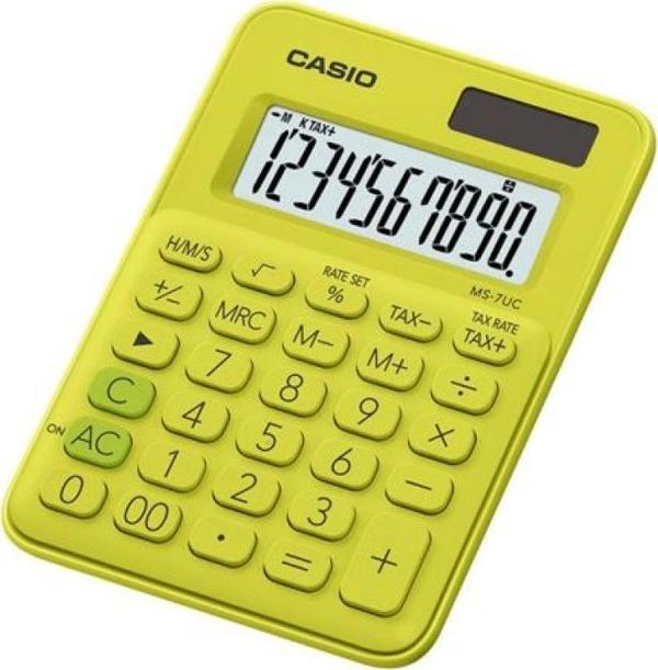 Casio 10 Hane Limon Sarı Masa Üstü Hesap Makinesi MS-7Uc-Yg - Image 1