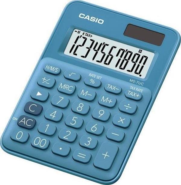 Casio 10 Hane Mavi Masa Üstü Hesap Makinesi MS-7Uc-Bu - Image 1