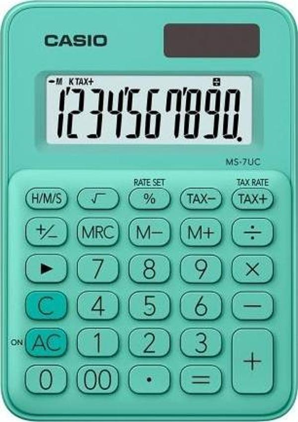 Casio 10 Hane Yeşil Masa Üstü Hesap Makinesi MS-7Uc-Gn - Image 1
