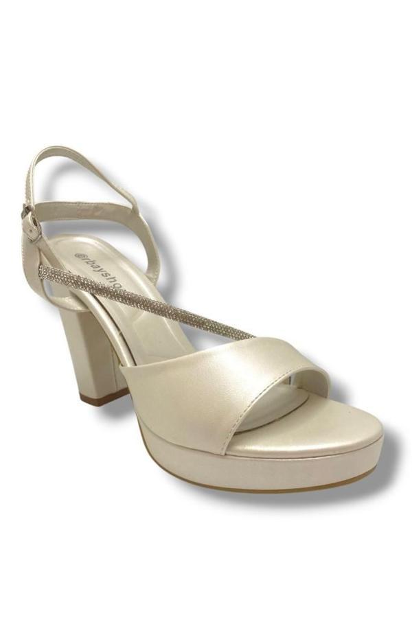 Erbay 341-25 Çapraz Şerit Taşlı Yüksek Topuk Kadın Sandalet - Image 1