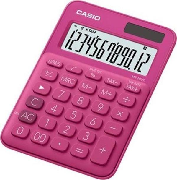 Casio 12 Hane Koyu Pembe Masa Üstü Hesap Makinesi Ms-20Uc-Rd - Image 1