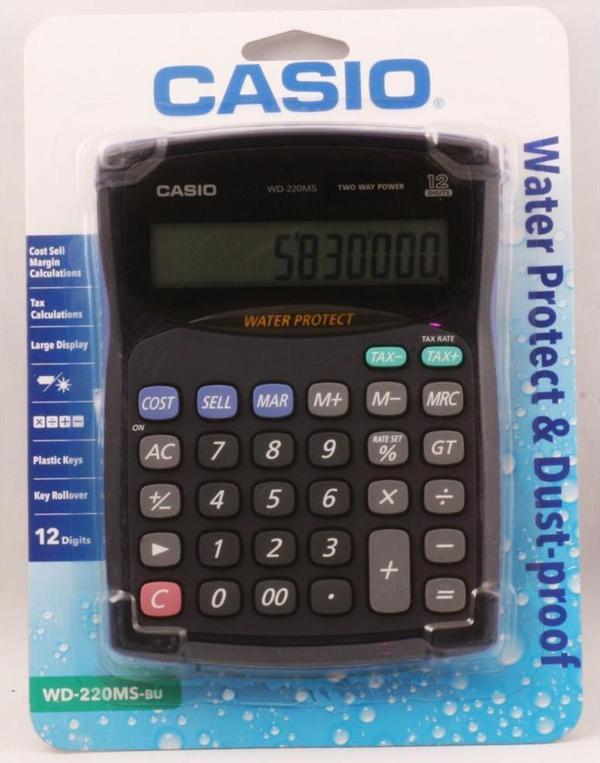Casio 12 Hane Suya - Toza Dayanıklı Masa Üstü Hesap Makinesi Wd-220Ms-Bu - Image 1