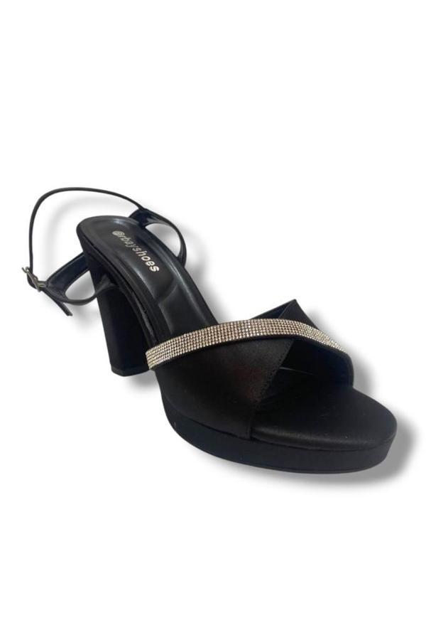 Erbay 363-25 Üçgen Bant Taşlı Yüksek Topuk Kadın Sandalet - Image 1