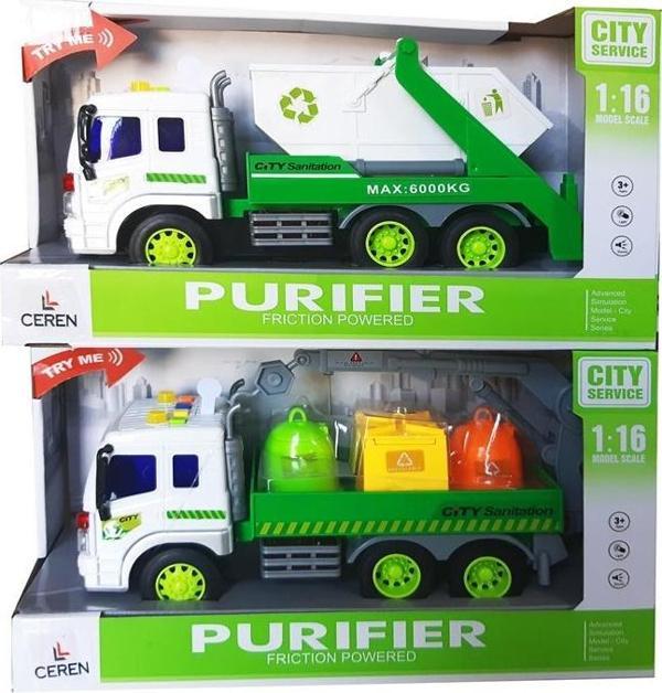 Ceren Ctoy Oyuncak Işıklı Sesli Ve Sürtmeli Temizlik Kamyonu 1:16 WY320B/C (Karışık Model 1 Adet) - Image 1