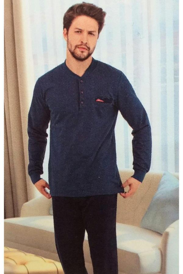 Erse Erkek Pijama Takımı Pamuklu Indigo - Lacivert İndigo M - Image 1