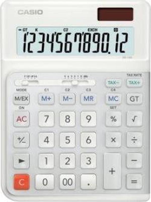 Casio De-12E-We Beyaz 12 Hane Masa Üstü Ergonomik Tuşlu Hesap Makinesi - Image 1