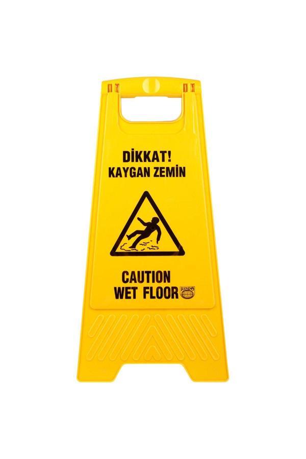 İş Güvenliği Dikkat Islak Kaygan Zemin Uyarı Ve Yönlendirme Levhası Tabelası -sarı-33x63 Cm-kaliteli - Image 1