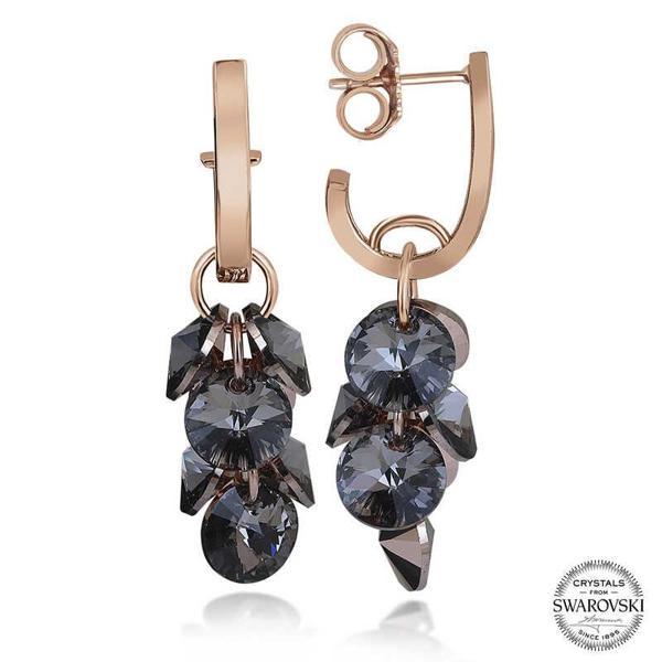Swarovski Crystal Taşlı Gümüş Salkım Sallantılı Çivili Kadın Küpe SL4991 - Image 1