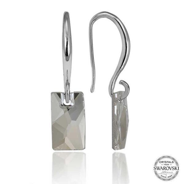 Swarovski Crystal Taşlı Gümüş Beyaz Baget Sallantılı Kadın Küpe  SL5133 - Image 1