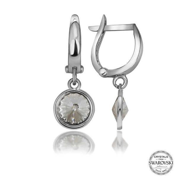 Swarovski Crystal Taşlı Gümüş Beyaz Sallantılı Kadın Küpe SL5190 - Image 1