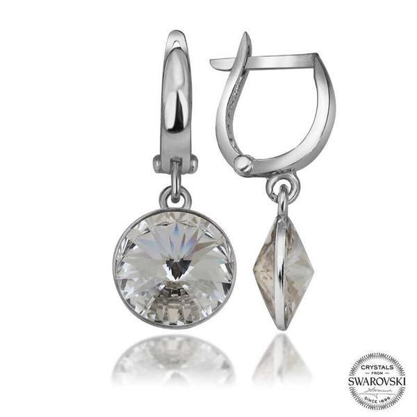 Swarovski Crystal Taşlı Gümüş Beyaz Sallantılı Kadın Küpe  SL5217 - Image 1
