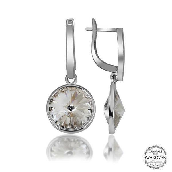 Swarovski Crystal Taşlı Gümüş Beyaz Sallantılı Kadın Küpe SL5211 - Image 1