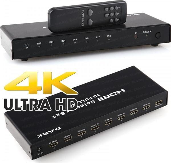 Dark Full Hd 8 Giriş 1 Çıkışlı Uzaktan Kumandalı Hdmi Switch (Seçici) - Image 1