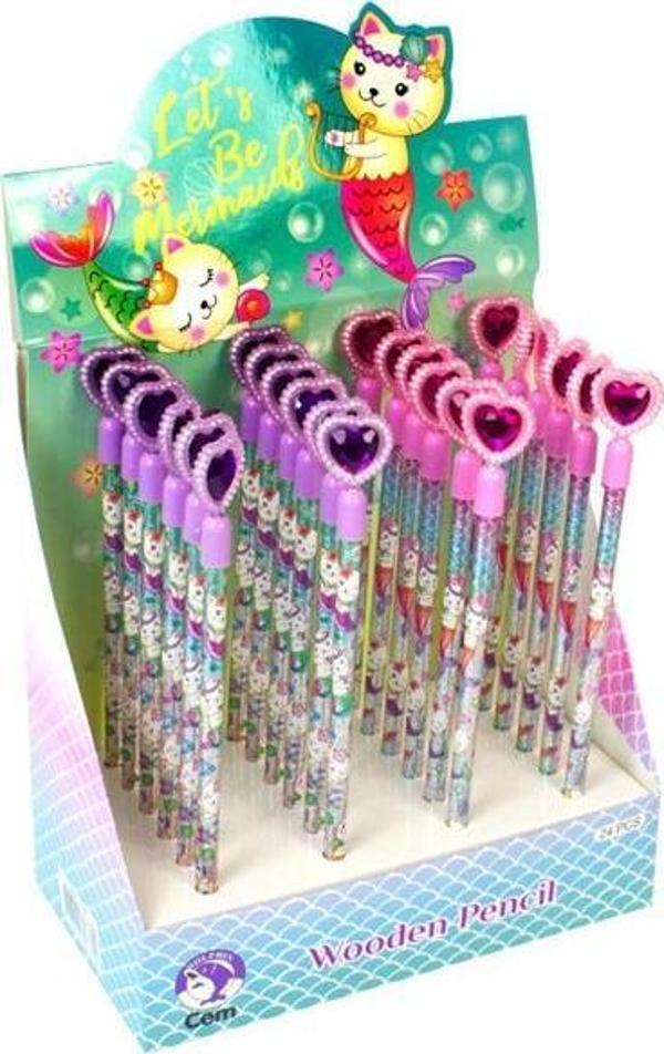 Dolphin Meowmaid Başlıklı Kurşun Kalem Kalp Mm-7148 (24 Lü Paket) - Image 1