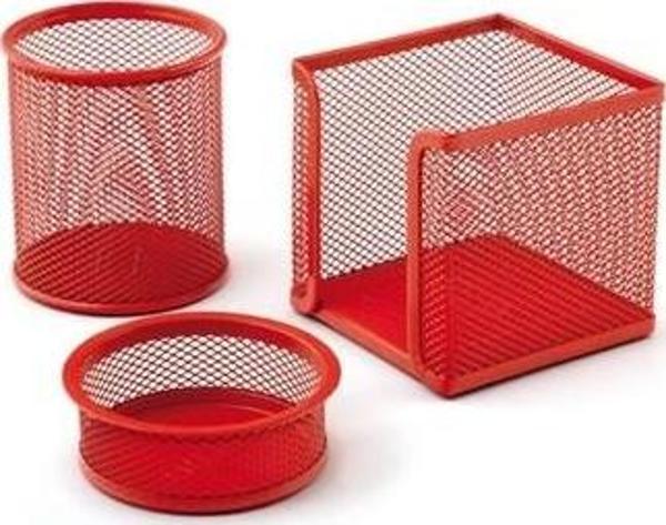 Drt Kalemlik Masa Takımı Metalik Renkler 3 Lü Set Kırmızı (Perfore) 412 - Image 1