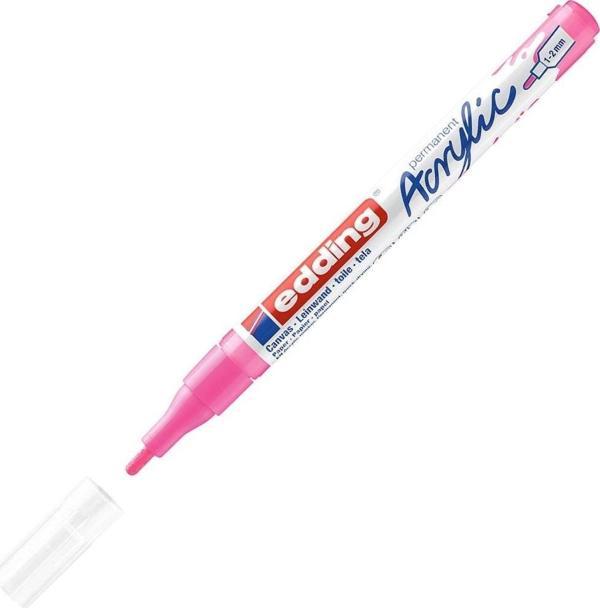 Edding Markör Kalem Akrilik İnce Uçlu Fosforlu Pembe 069 (10 Lu Paket) - Image 1