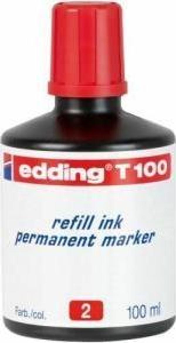 Edding T100 Markör Mürekkebi Permanent Damlalıklı 100 Ml Kırmızı - Image 1