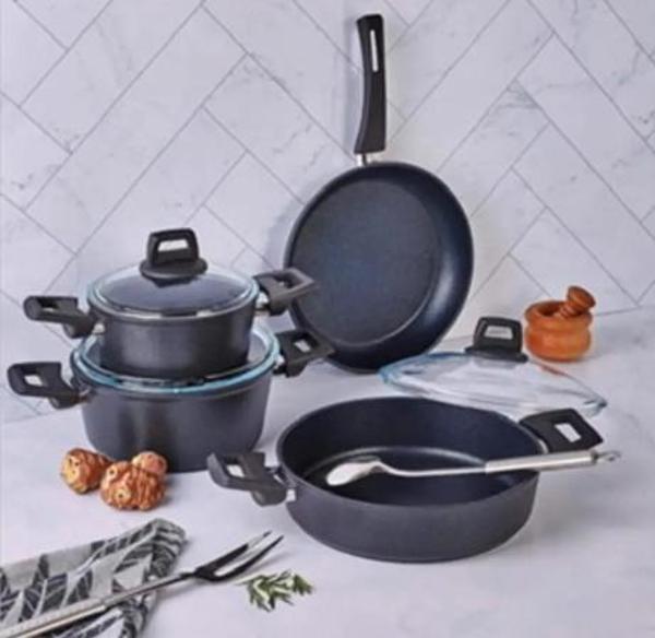FMS TE5004 İdeal 7 Parça Granit Tencere Seti Gri - Image 1