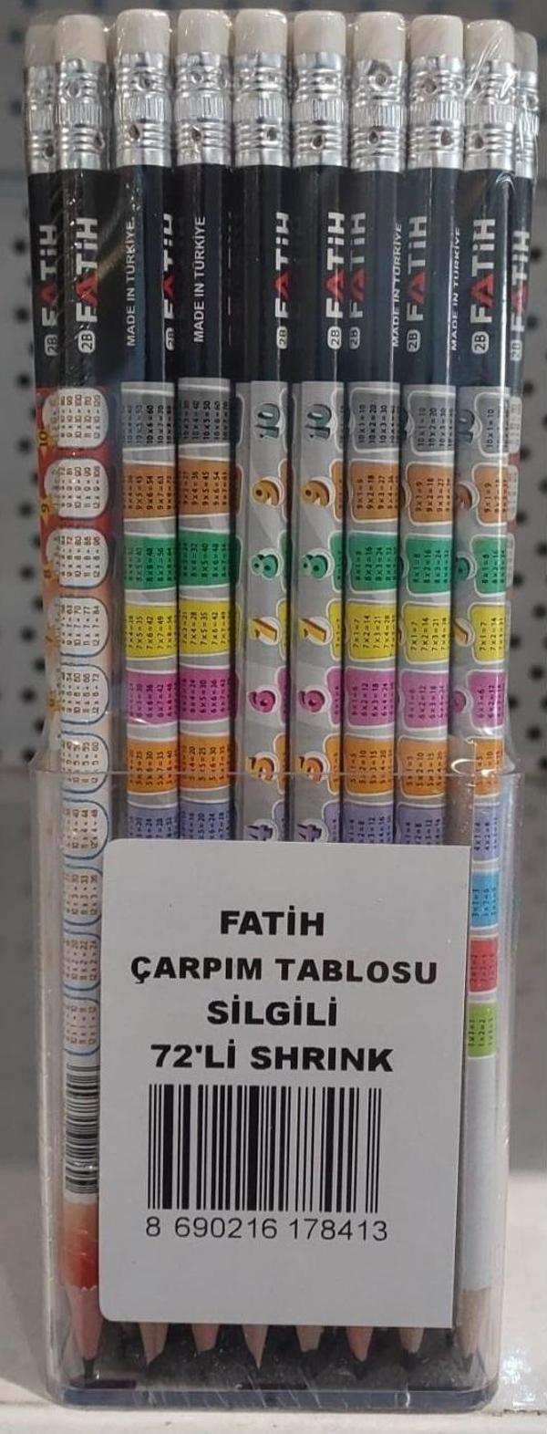 Fatih Kurşun Kalem Çarpım Tablosu Silgili 17840 (72 Li Paket) - Image 1