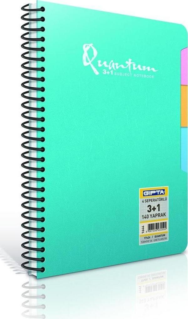 Gıpta Quantum Spiralli 4 Sep. Pp Kapak 3+1 Defter (3 Kareli 1 Çizgili) 17X24Cm 140 Yp (2 Li Paket) - Image 1