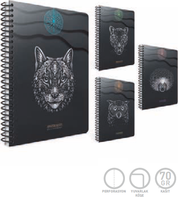 Gıpta Amazon Spiralli Karton Kapak Defter A4 80 Yaprak Kareli (4 Lü Paket) 5879 - Image 1