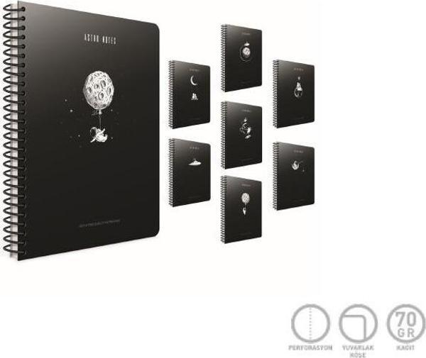 Gıpta Astro Notes Spiralli Karton Kapak Defter A4 100 Yaprak Çizgili (4 Lü Paket) 5414 - Image 1