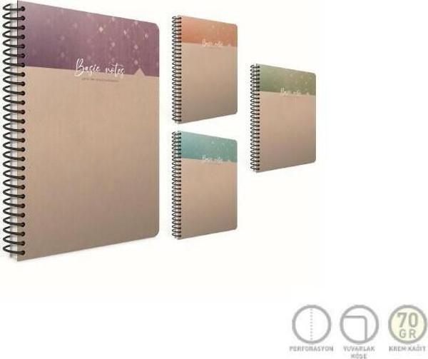 Gıpta Basic Notes Spiralli Sert Kapak Not Defteri A5 100 Yaprak Çizgili (4 Lü Paket) 5485 - Image 1