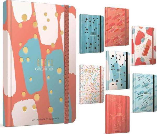 Gıpta Coral İp Dikişli Sert Kapak Lastikli Not Defteri 17X24Cm 140 Yaprak Kareli (3 Lü Paket) 4628 - Image 1