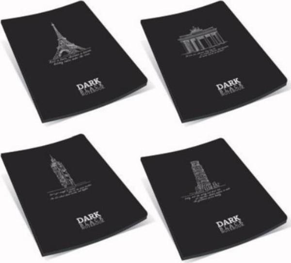 Gıpta Dark Karton Kapak Defter (Siyah Kağıtlı) 9,5X17Cm 36 Yaprak Çizgisiz (4 Lü Paket) - Image 1
