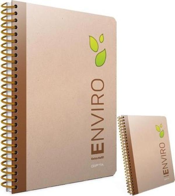 Gıpta Enviro A4 Spiralli Kraft Sert Not Defteri Defter 100 Yp. Çizgisiz (2 Li Paket) - Image 1