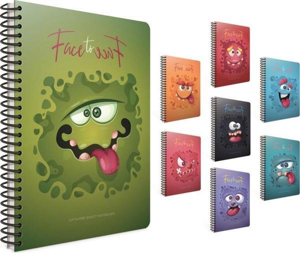Gıpta Face To Face Spiralli Karton Kapak Defter 17X24Cm 80 Yaprak Kareli (4 Lü Paket) 4248 - Image 1