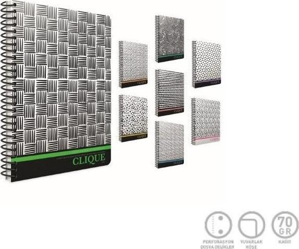 Gıpta Clique Spiralli Ofset Plastik Kapak Defter A4 120 Yaprak Çizgili (3 Lü Paket) 4487 - Image 1