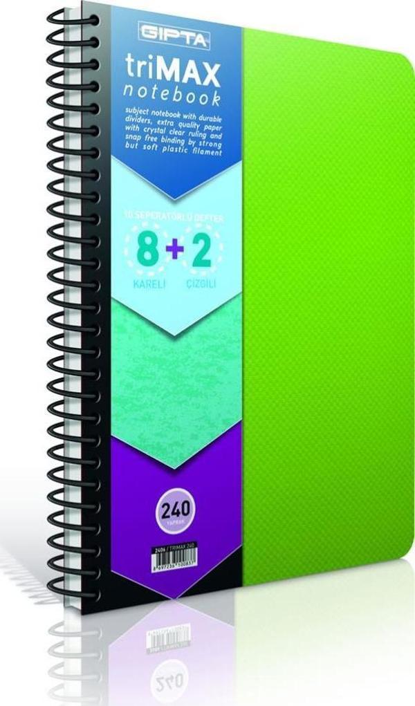 Gıpta Trimax A4 Sep. Spiralli Pp Kapak 8+2 Defter (8 Kereli + 2 Çizgili) 200 Yp. (2 Li Paket) - Image 1