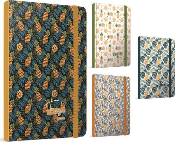 Gıpta Fresh İp Dikişli Sert Kapak Lastikli Not Defteri 9X14Cm 120 Yaprak Çizgili (4 Lü Paket) 4317 - Image 1