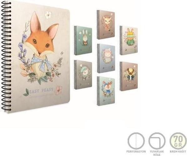Gıpta Easy Notes Spiralli Karton Kapak Defter A4 80 Yaprak Kareli (4 Lü Paket) 4746 - Image 1