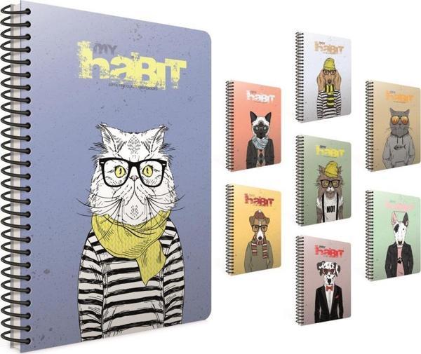 Gıpta Habit A4 Spiralli Karton Kapak Defter 80 Yaprak Kareli (4 Lü Paket) 4393 - Image 1