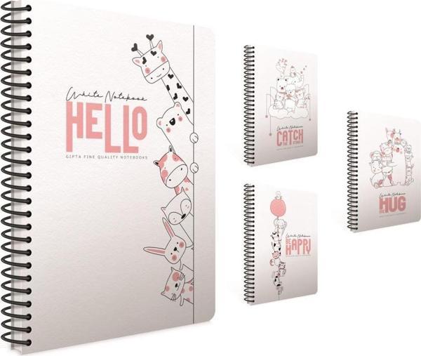 Gıpta White Notebook A4 Spiralli Karton Kapak Defter 100 Yaprak Çizgili (4 Lü Paket) 4339 - Image 1