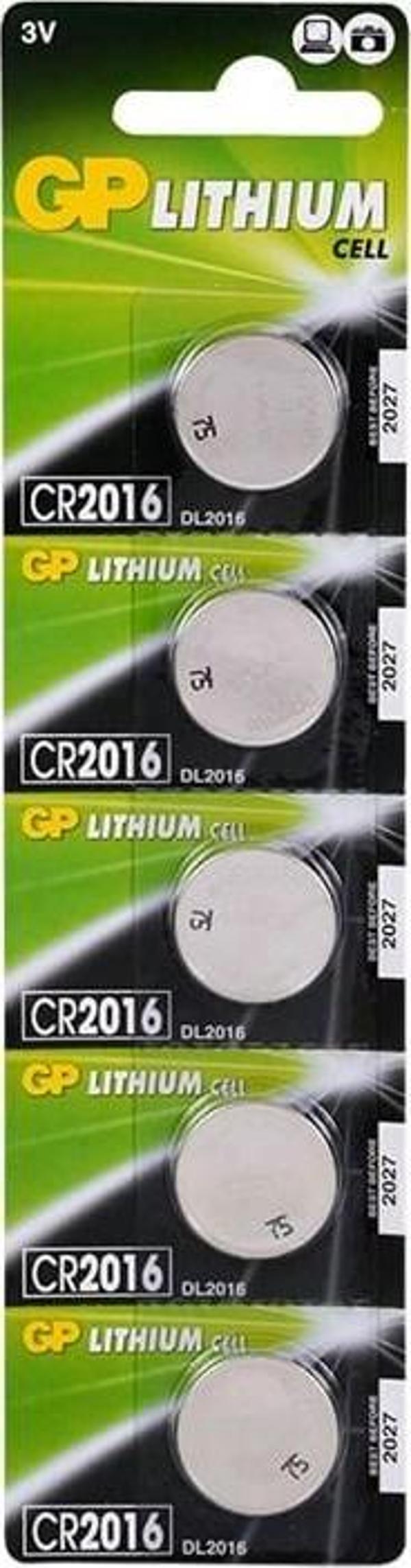 GP 3V Lityum Düğme Pil Cr2016-C5 5 Li Paket - Image 1