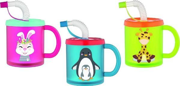 Gıpta My Mug Körük Pipet Bpa Free Pp Kulplu Bardak (Suluk) 250 Cc (Karışık Renk 1 Adet) K7528 - Image 1