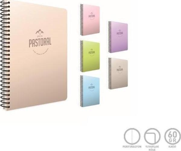 Gıpta Pastoral Spiralli Plastik Kapak Defter A4 40 Yaprak Kareli (6 Lı Paket) 6081 - Image 1