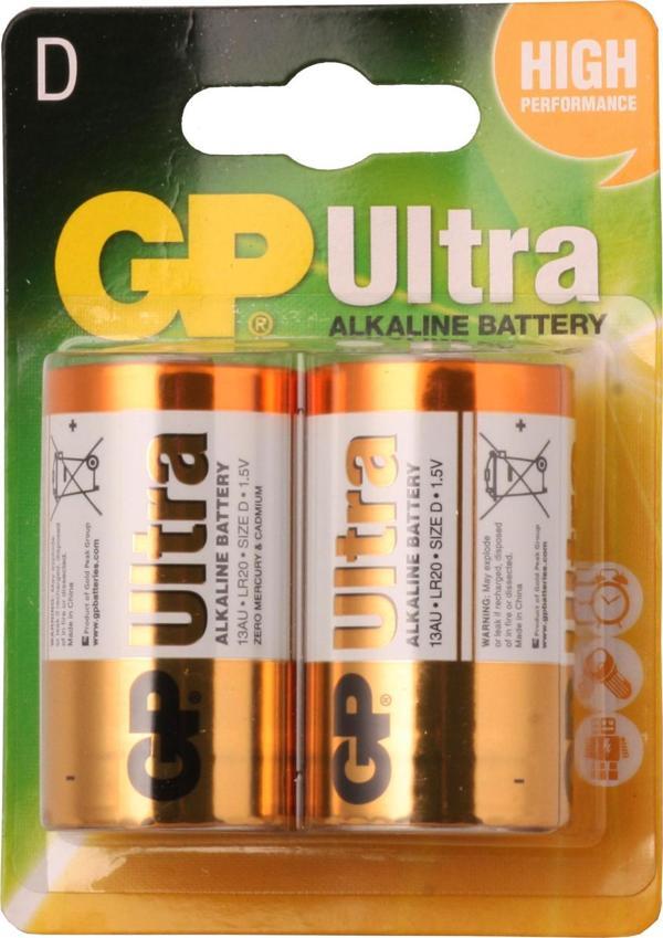 GP Lr20 Büyük Boy Ultra Alkalin Pil 2 Li Paket Gp13Au-U2 D Boy - Image 1
